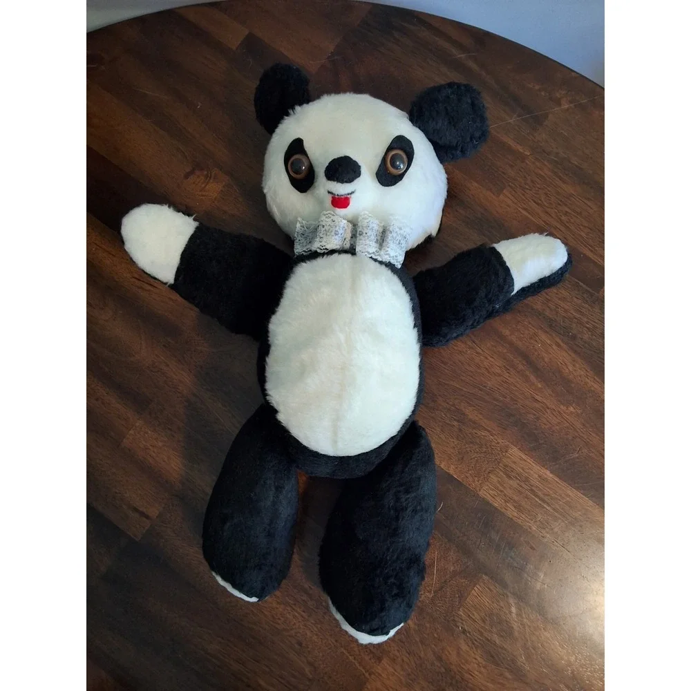 Vintage Mid Century Jointed Panda Bear Plush Toy GVC